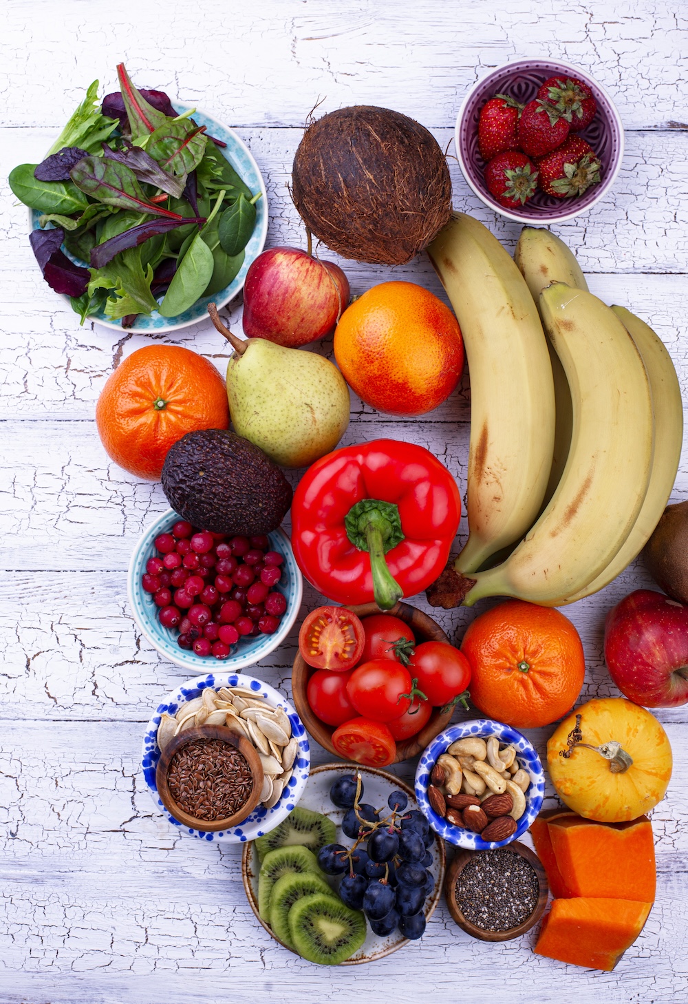 Healthy product for fruitarian diet. Fruits, nuts and seeds